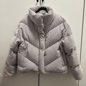 Wilfred Light Gray Corduroy Puffer Jacket